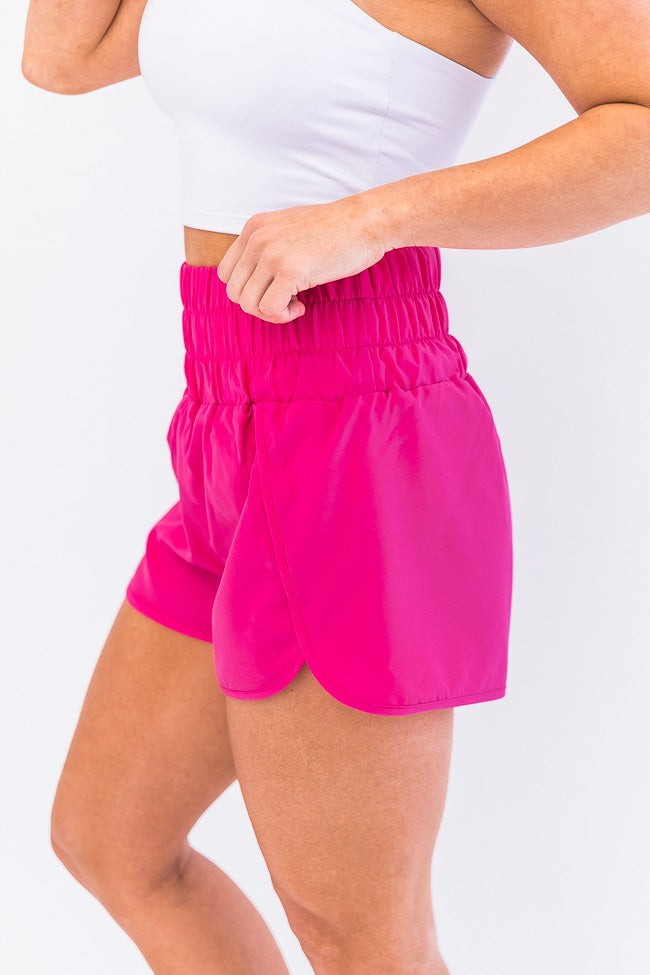 Errands To Run Hot Pink High Waisted Athletic Shorts | Pink Lily