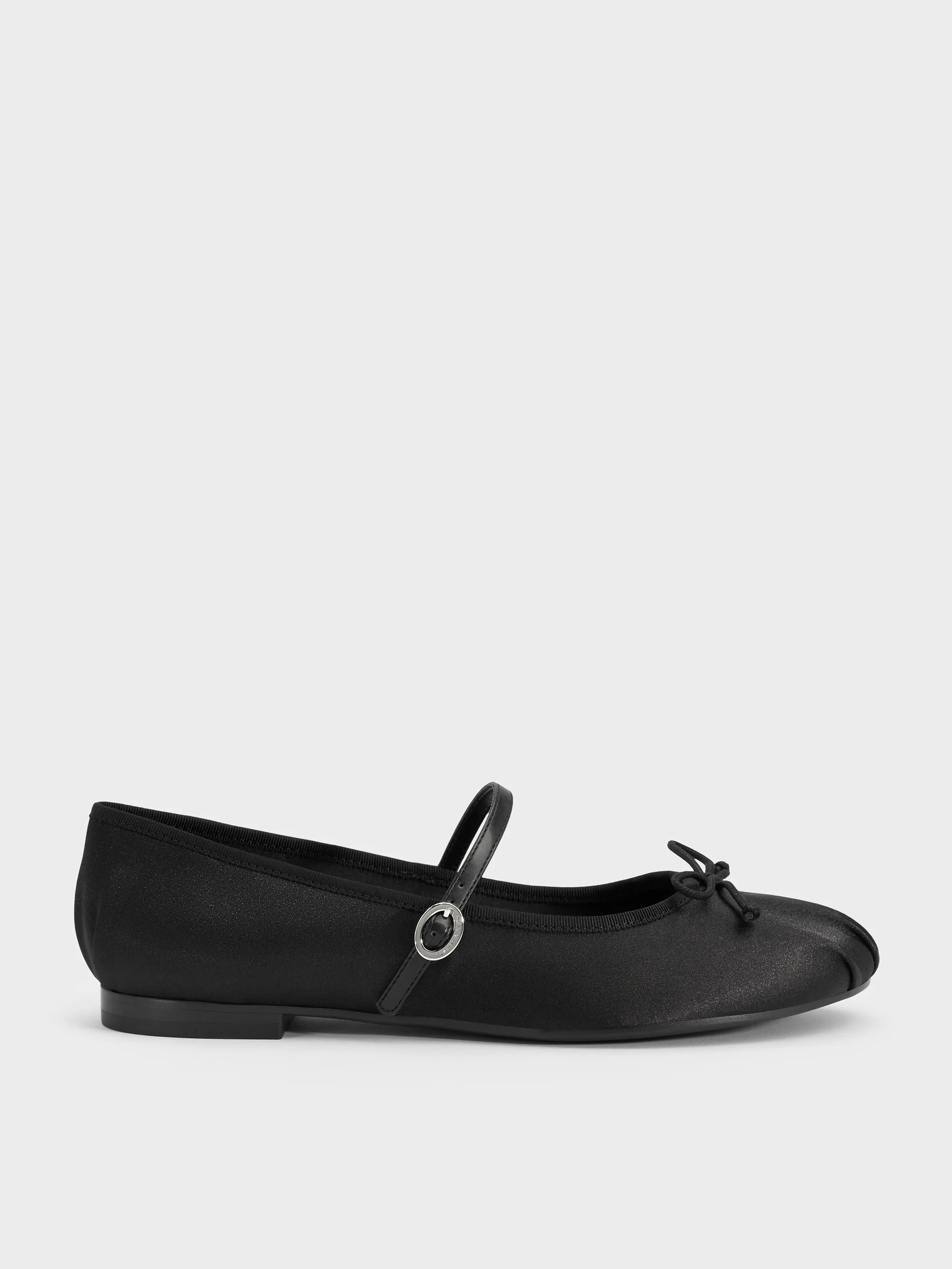 Black Satin Bow Mary Jane Flats | CHARLES & KEITH | Charles & Keith US