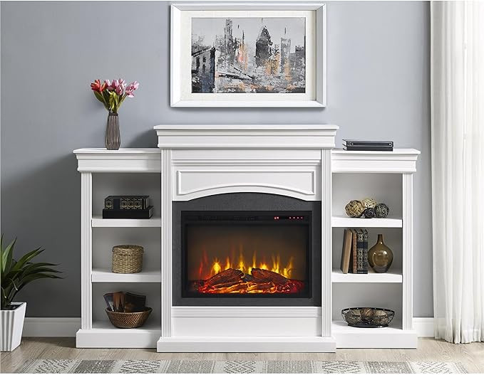 Ameriwood Home Lamont Mantel Fireplace, White | Amazon (US)