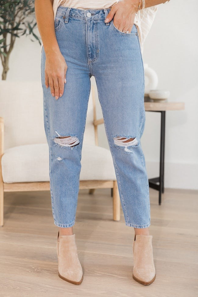 DARYL-ANN DENNER X PINK LILY Daryl Ann Distressed Light Denim Jeans | The Pink Lily Boutique