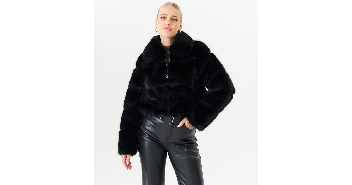 Gini London Cropped Faux Fur Jacket  | New Look | New Look (UK)