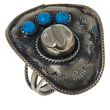 Chaco Canyon Sterling Silver Sleeping Beauty Turquoise Cowboy Hat Ring - 20218266 | HSN | HSN