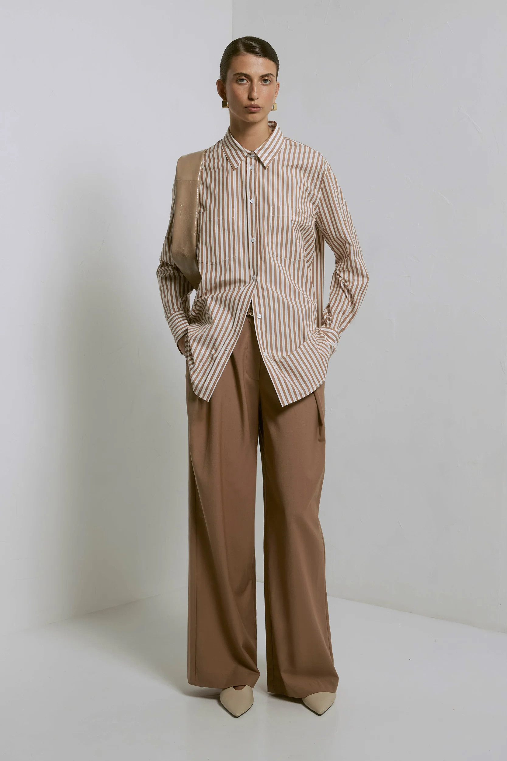 Convent Shirt IN BROWN, WHITE | SHIRTING | VIKTORIA & WOODS | Viktoria & Woods
