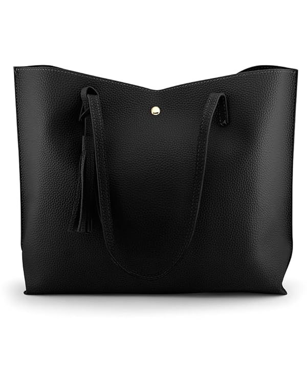 OCT17 Women Large Tote Bag - Tassels Faux Leather Shoulder Handbags, Fashion Ladies Purses Satche... | Amazon (US)