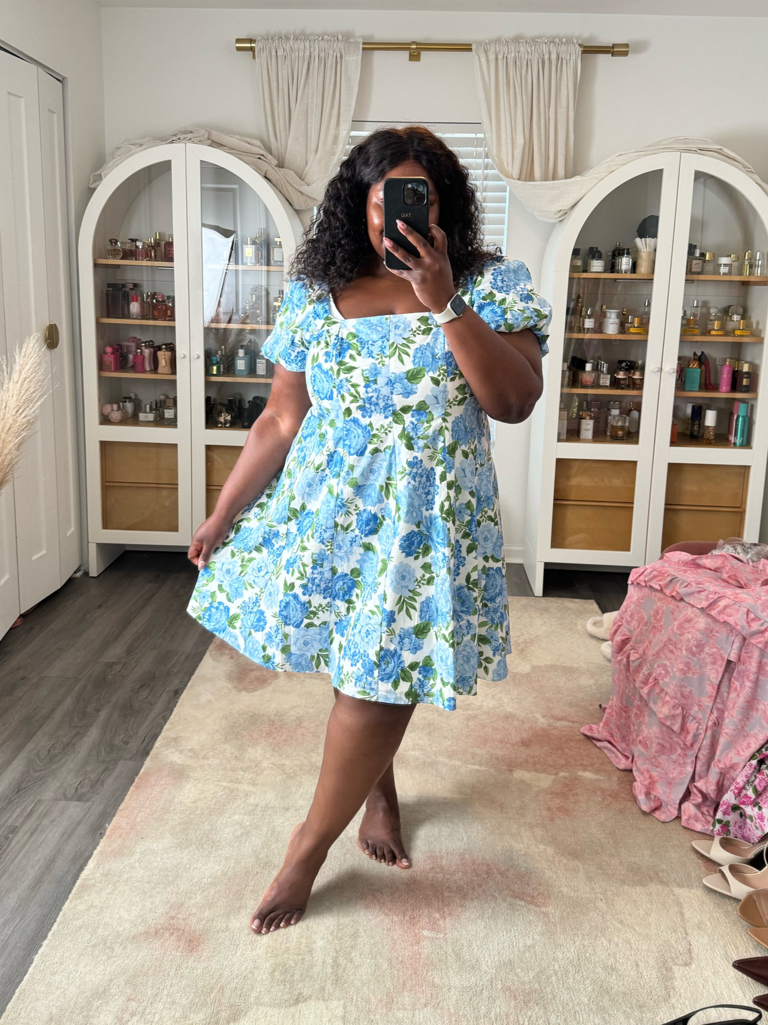 Teal Plus Size Floral Dresses Spring