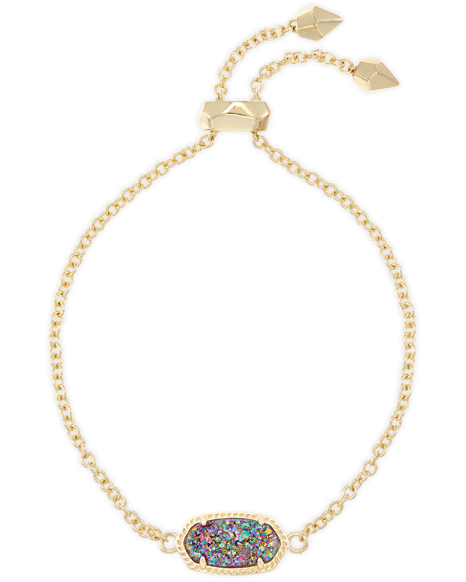 Elaina Gold Adjustable Chain Bracelet in Multicolor Drusy | Kendra Scott