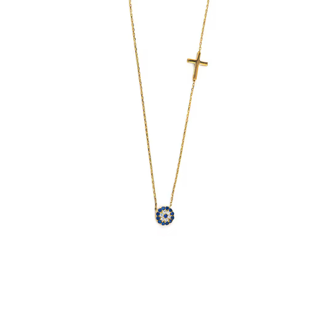Evil Eye Cross Necklace, Greek Gold Protection Cross, Evil Eye Protection Jewelry, Evil Eye Jewel... | Etsy (US)