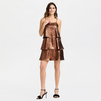 Women's Metallic Tiered Mini Dress - A New Day™ | Target
