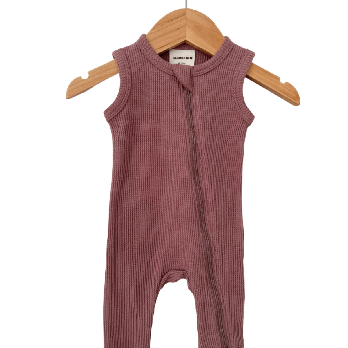 Organic Waffle Sleeveless Zip Romper, Winterberry | SpearmintLOVE