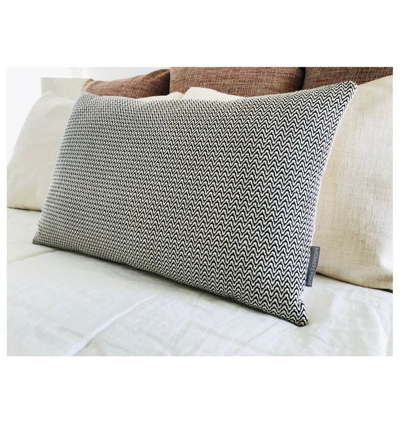 Wavy Black Pillow Cover, Black Pillow Cover, Black & White Decorative Pillow Cover, Designer Pill... | Etsy (US)