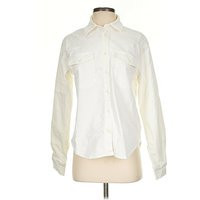 Good American Long Sleeve Button Down Shirt: Ivory Tops - Size X-Small | ThredUp (US)