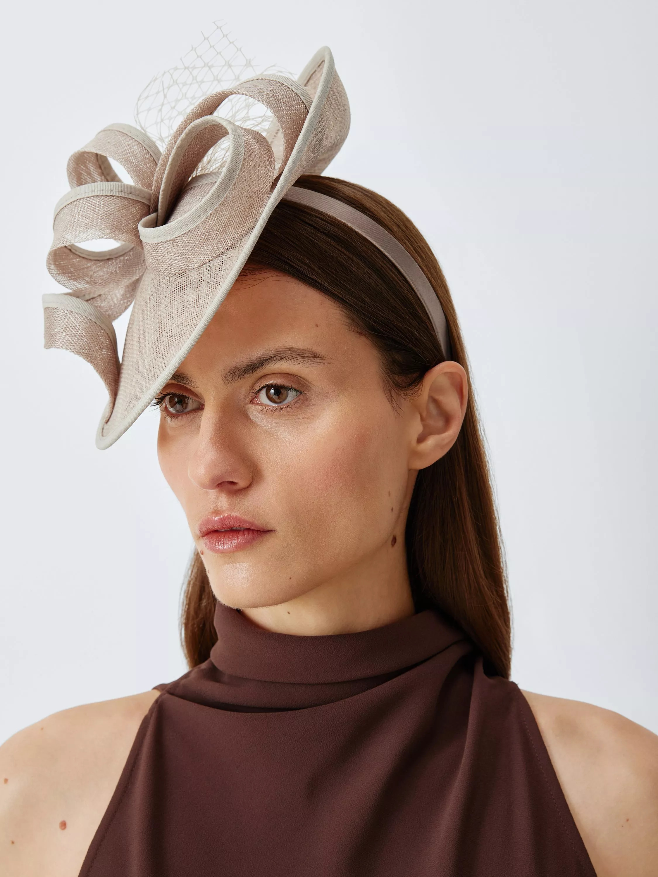 Amelie Small Disc Fascinator, Oyster | John Lewis (UK)