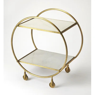 Adkins Marble and Metal Bar Cart Brayden Studio Top Color: White | Wayfair North America