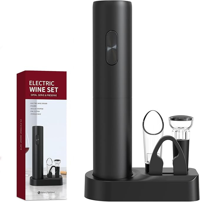 KIEKRO Electric Wine Bottle Opener, Professional Wine Opener, One-touch Button, Battery Operated ... | Amazon (US)