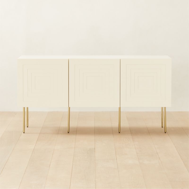 Marche Ivory Geometric Media Credenza | CB2 | CB2