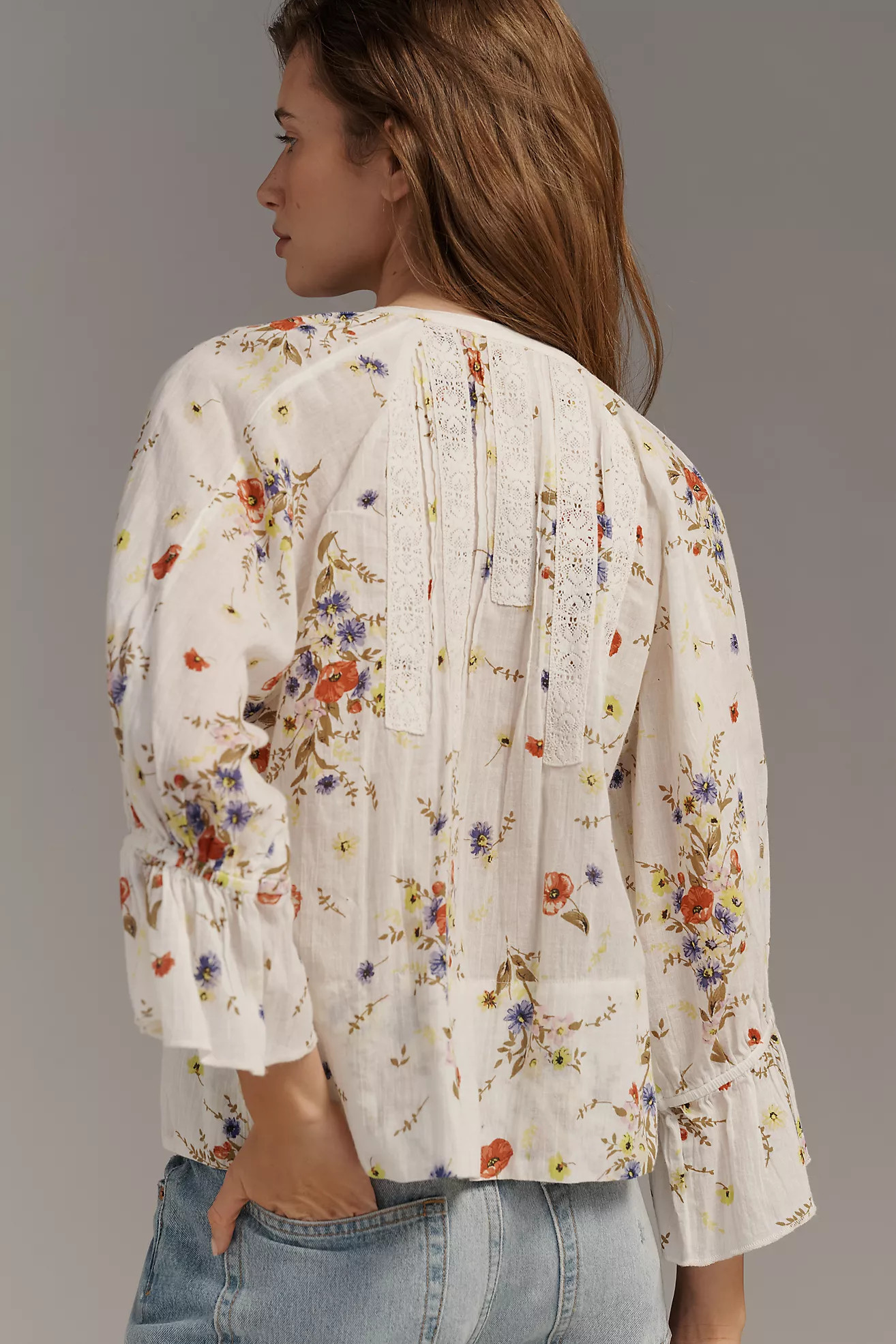 By Anthropologie Cotton Pintuck V-Neck Blouse | Anthropologie (US)
