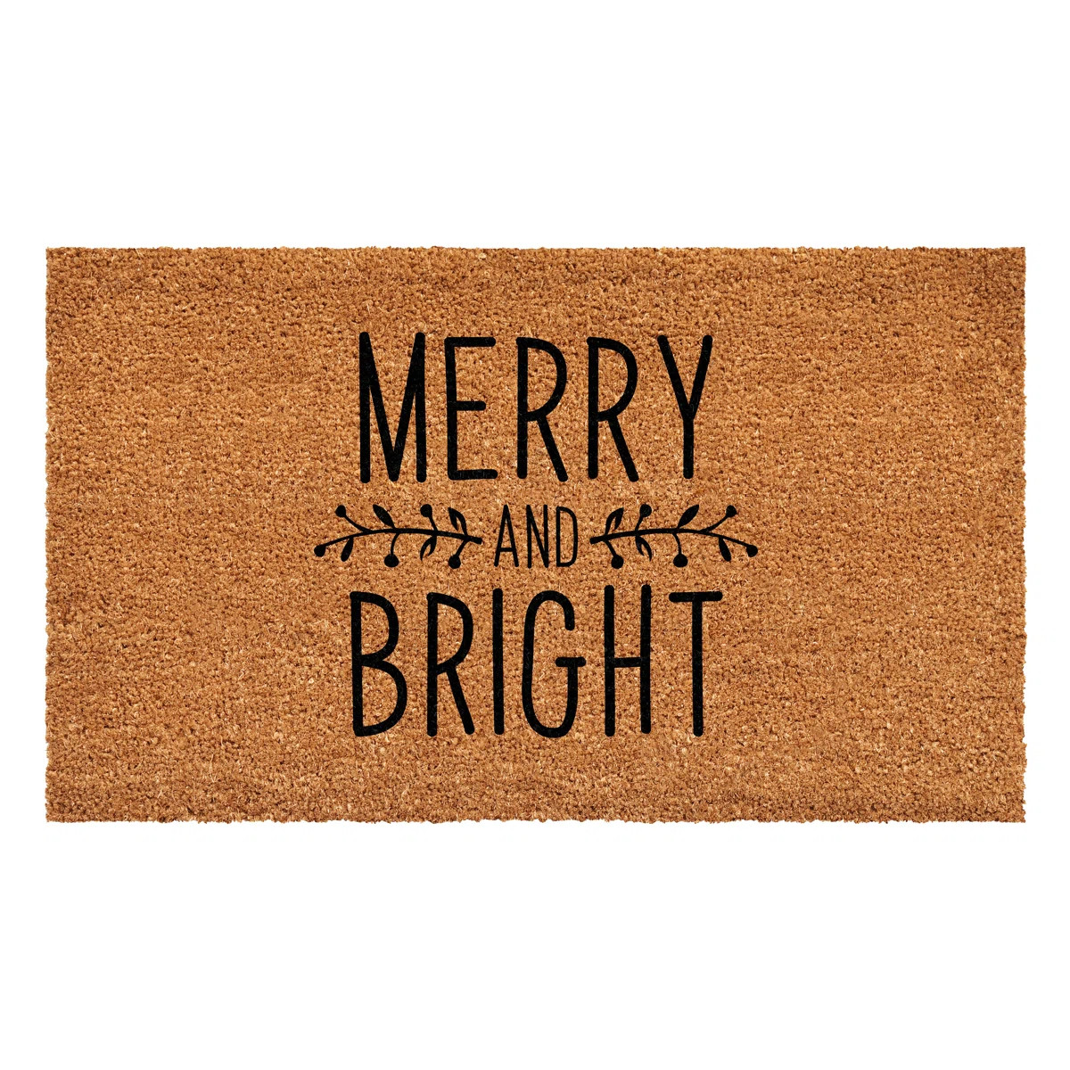 17" X 29" Brown And Black Christmas Merry and Bright Outdoor Coir Door Mat | Wayfair North America