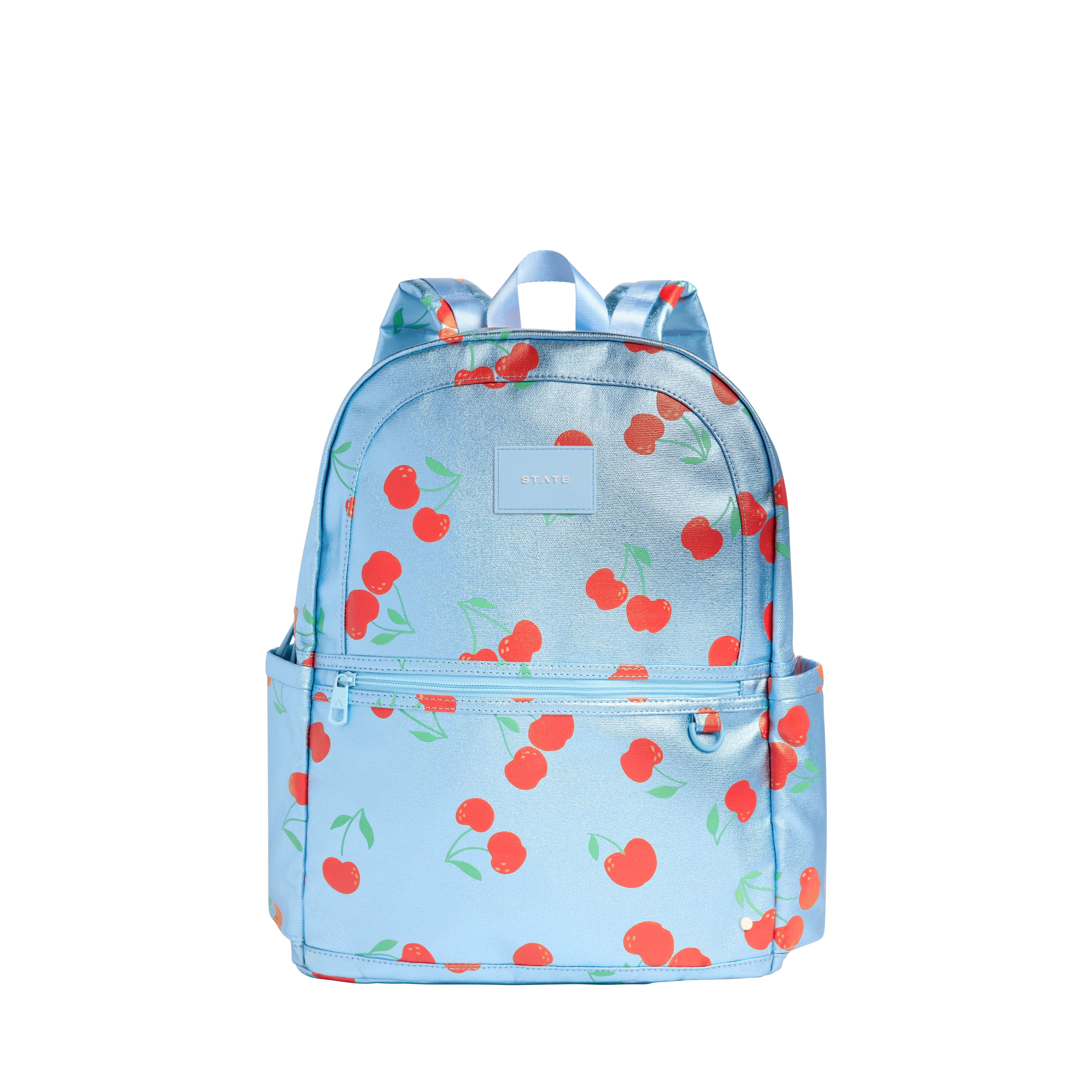 STATE Bags | Kane Kids Large Backpack Metallic Blue Cherries | Back to School | Travel Backpack | STATE Bags