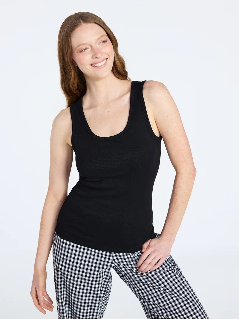 Joyspun Women's Ribbed Tank with Inner Bra, Sizes XS-3X | Walmart (US)