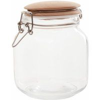 Premier Housewares Square Glass Jar With Wooden Lid - 1050Ml | ManoMano UK