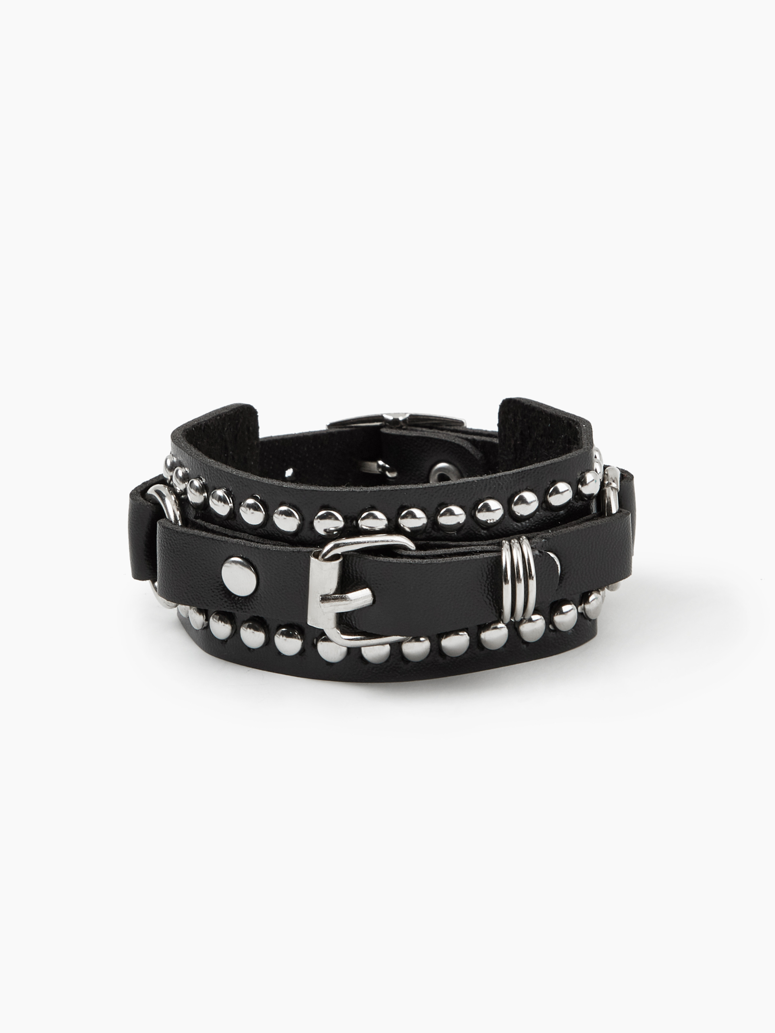 Faux Leather Rivet Buckle Bracelet | Cider