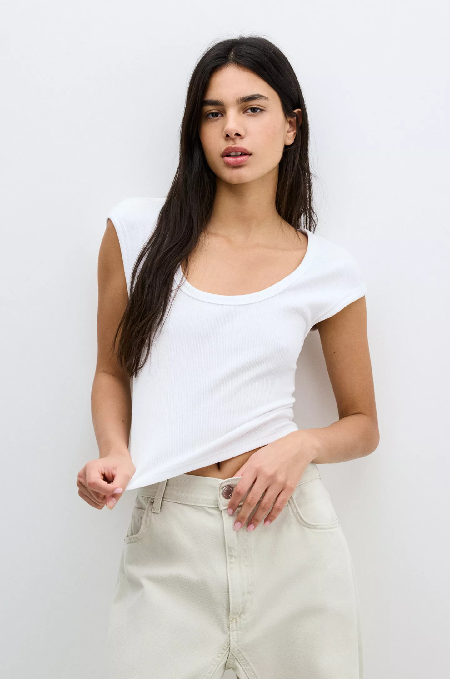 Ribbed short sleeve T-shirt | PULL and BEAR UK
