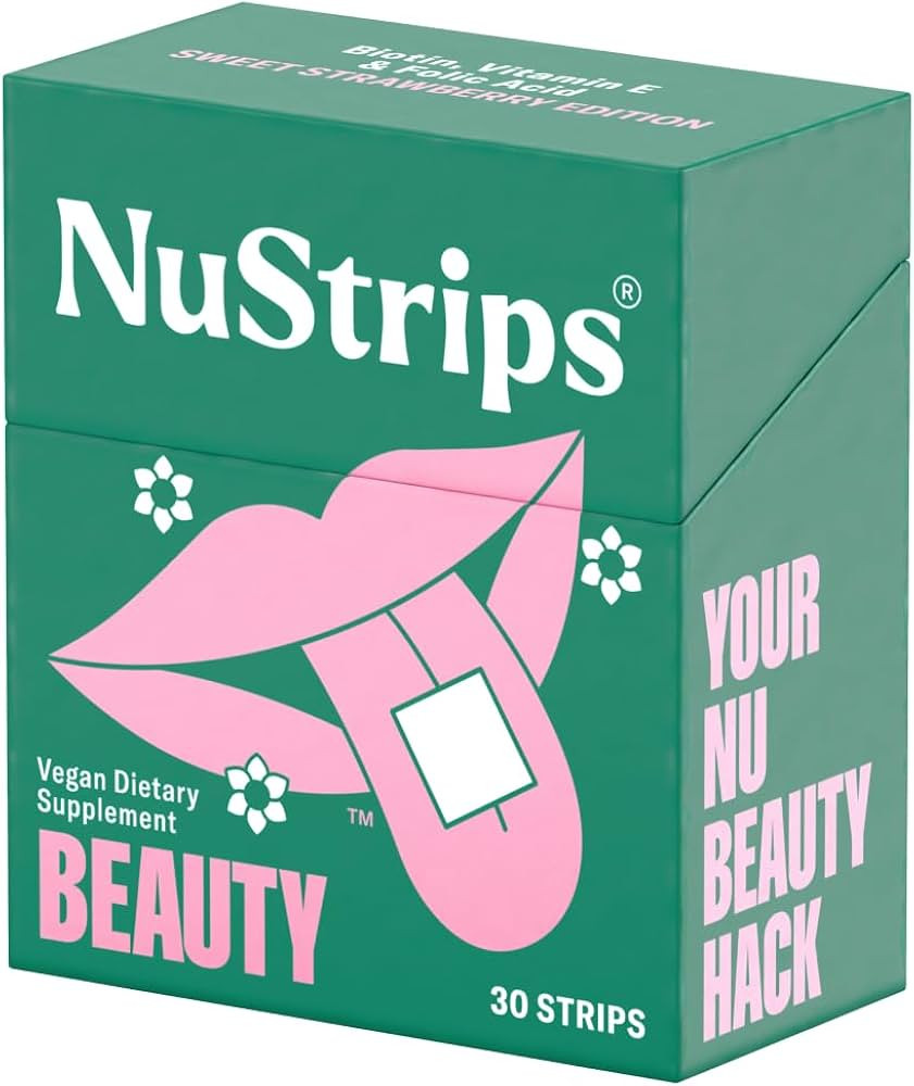 Beauty | Strawberry Flavored Oral Strips with Biotin, Folate and Vitamin E | Vitamins for Hair, S... | Amazon (US)