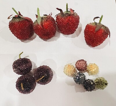 VTG Beaded Sugar Crystallized Realistic Fruits Berries Lot of 13 | eBay US