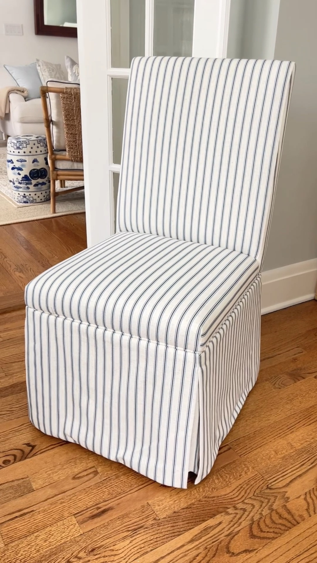Finally got myself a pair of these gorgeous blue and white striped skirted parsons dining chairs!! Think they’ll be perfect for the beach house and can’t beat the price at under $150 & ships free w/ code: SHIP89 👏🏻👏🏻👏🏻

#LTKHome #LTKSaleAlert