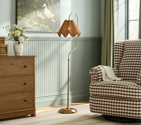 Chris Loves Julia Ruffle Rattan Floor Lamp (60") | Pottery Barn Kids