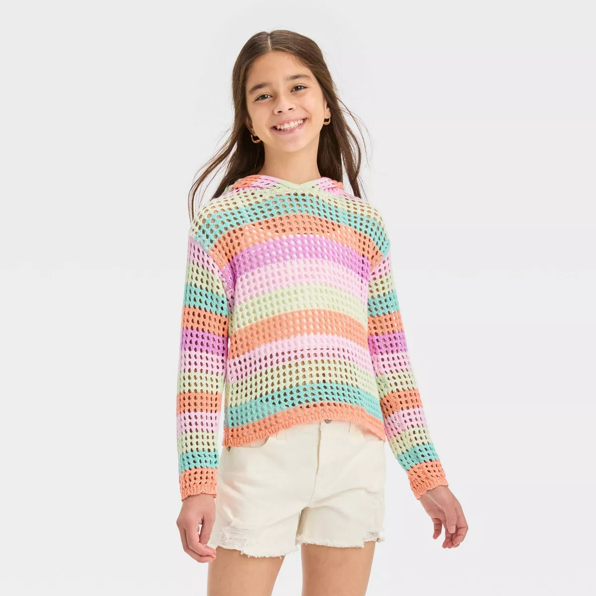 Girls' Open Knit Pullover Sweater - art class™ | Target