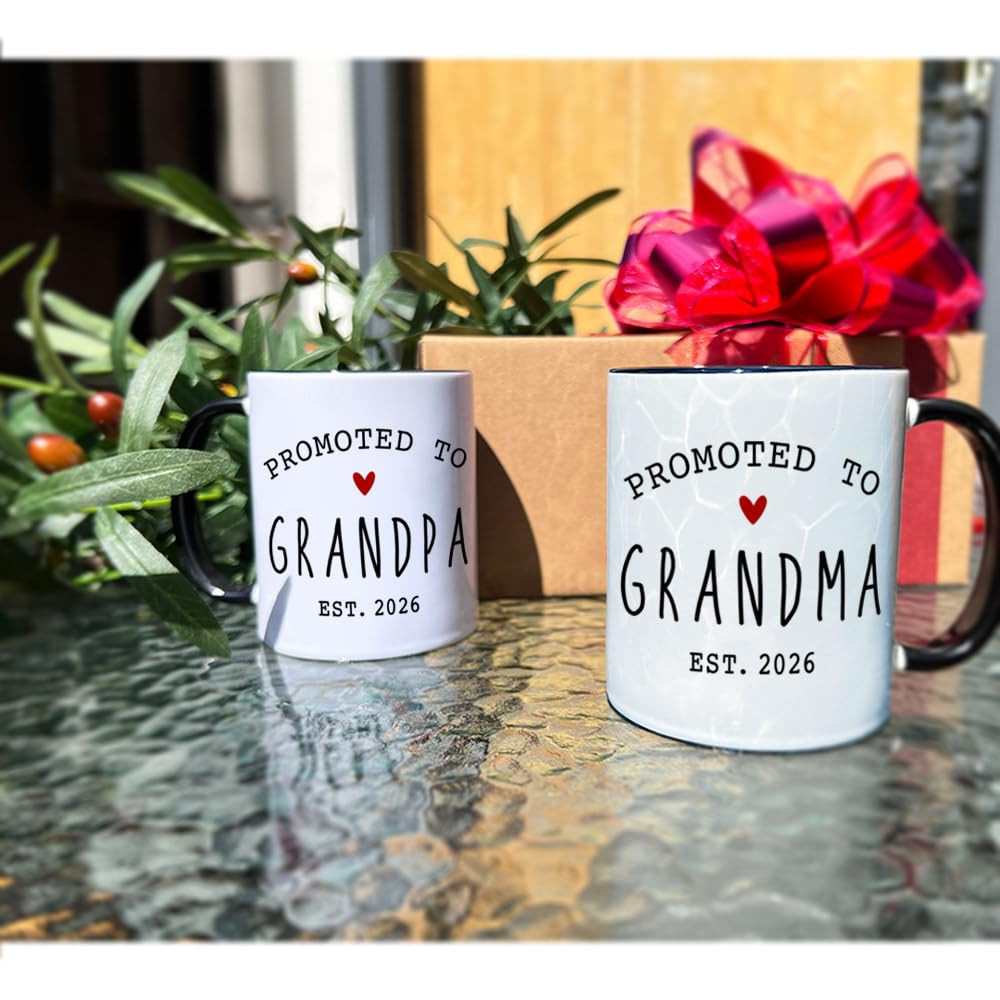 VLUG EST 2026 Promoted to Grandparents Mugs Set Gift for New Grandparents, First Time Grandpa Gra... | Amazon (US)