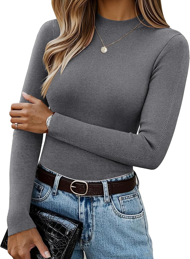 GRACE KARIN Merino Wool Sweaters for Women Mock Neck Base Layer Long Sleeve Soft Fitted Pullover ... | Amazon (US)