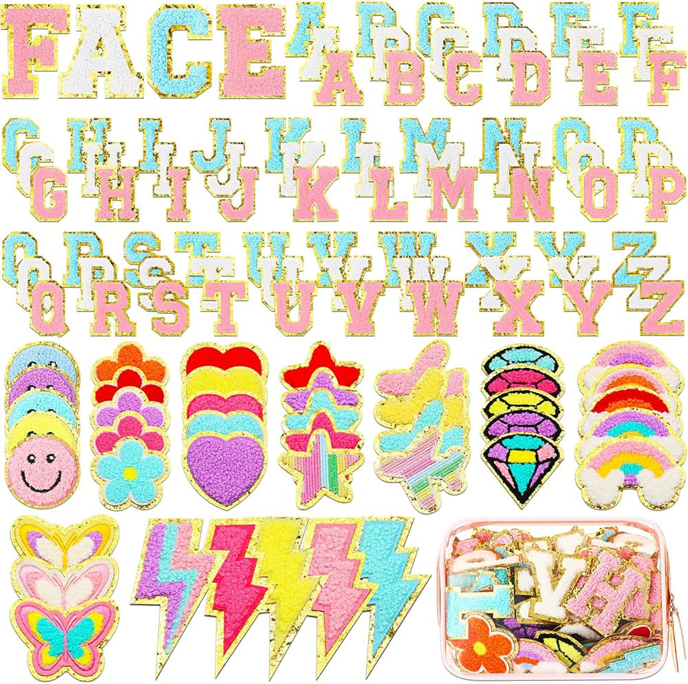 Yilloog 120 Pcs Chenille Letter Patches Iron on Patches Embroidered Stickers Include 78 Letters P... | Amazon (US)
