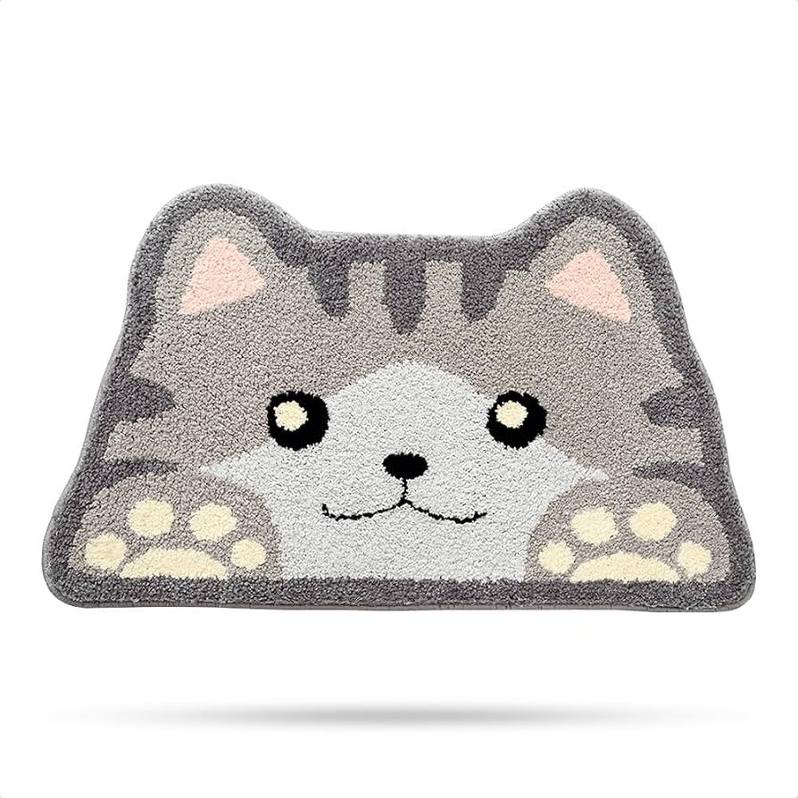 Cute Cat Bath Mat, Plush Microfiber Bathroom Rug Water Absorbent Bath Rug Non-Slip Soft Shower Ru... | Amazon (US)