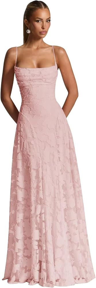 Bedlover Vestidos de dama de honor florales para mujer, cuello de capucha largo, corte A, vestido... | Amazon (US)