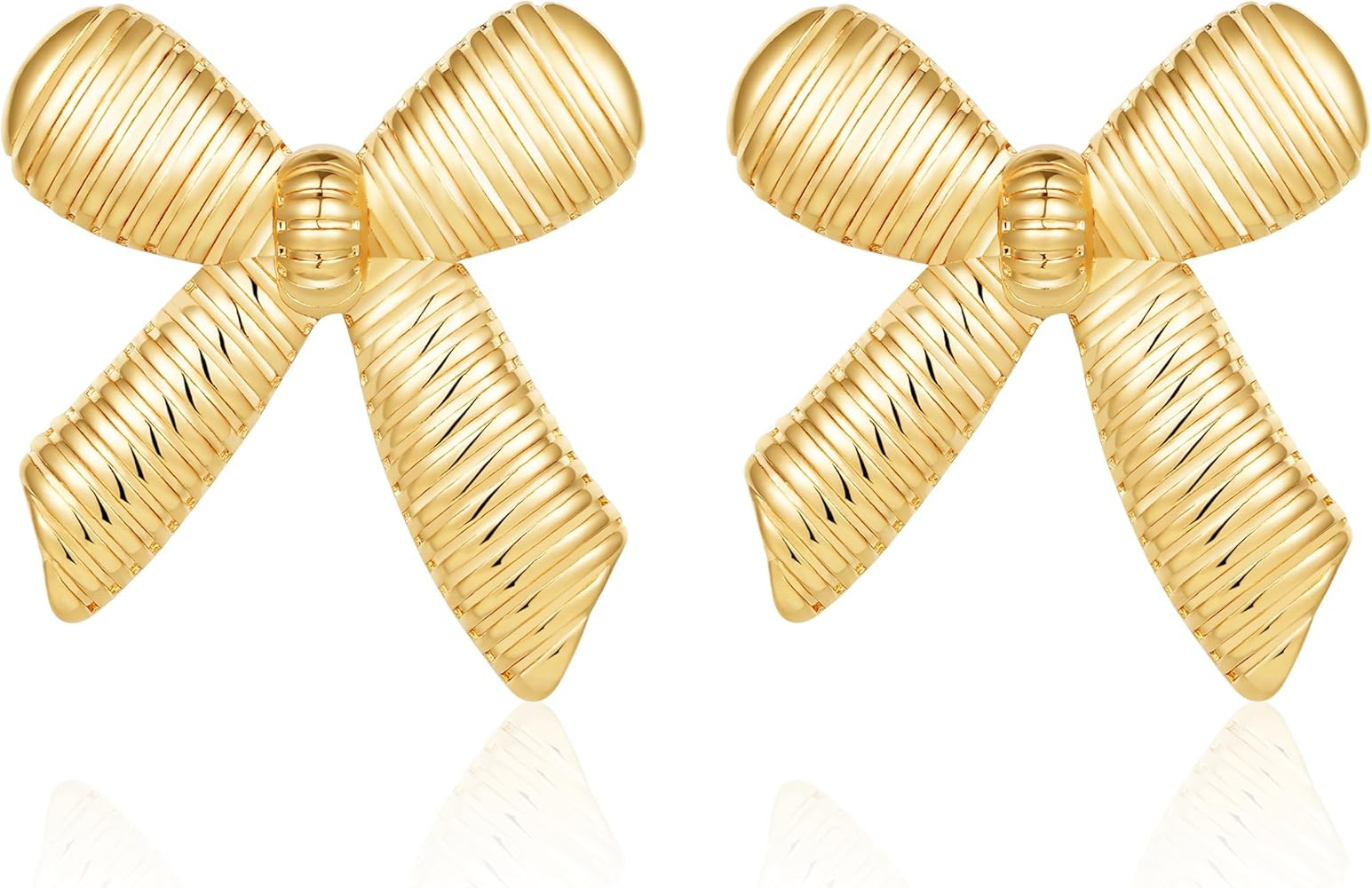 WEDDINEN Gold Bow Earrings for Women Girls, Bow Ribbon Stud Earrings Trendy Jewelry Christmas Gif... | Amazon (US)