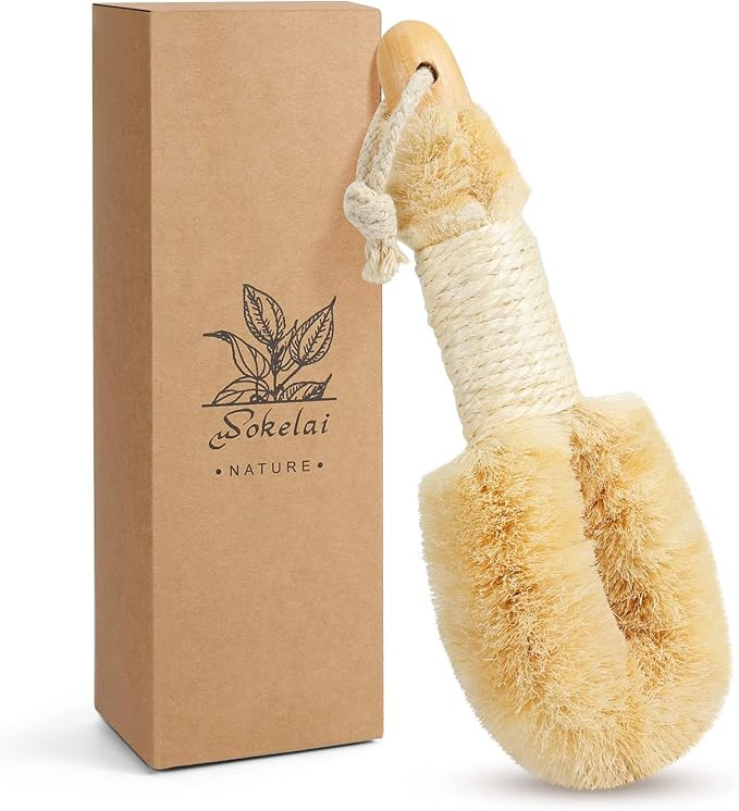 Dry Brushing Body Brush for Skin - Exfoliating Body Scrubber Brushes Natural Sisal Bristle for Ly... | Amazon (US)