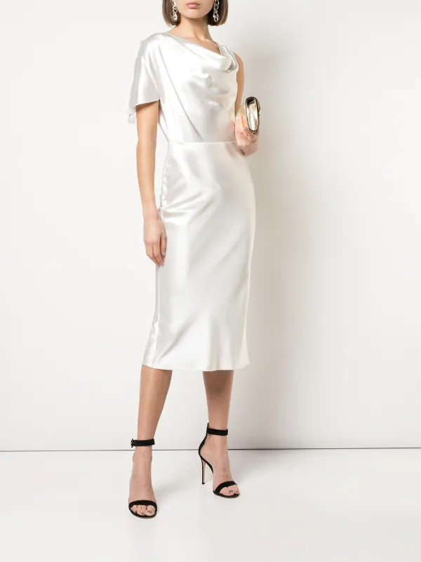 cowl neck asymmetric silk dress | Farfetch (US)