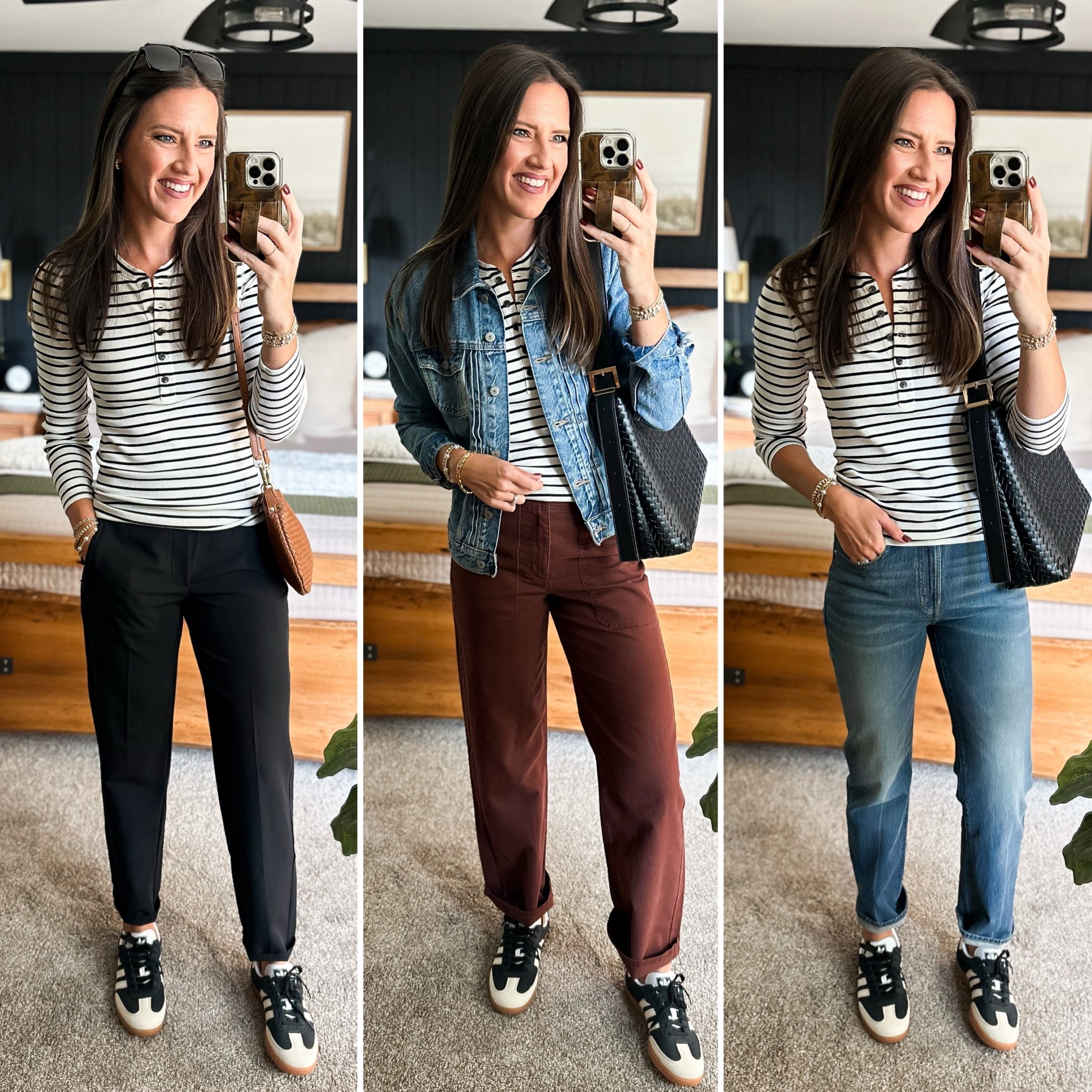 Fall Capsule Wardrobe - Stripe Henley (size medium) 