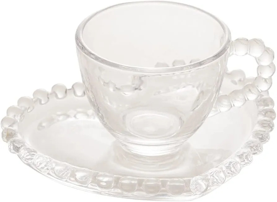 Wolff Coração Pearl Conjunto de Xícaras para Café com Pires de Cristal 4 Peças, Transparente... | Amazon (BR)
