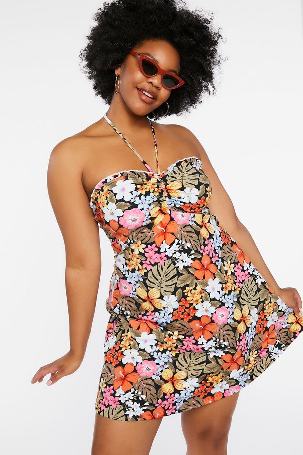 Plus Size Floral Halter Mini Dress | Forever 21 (US)