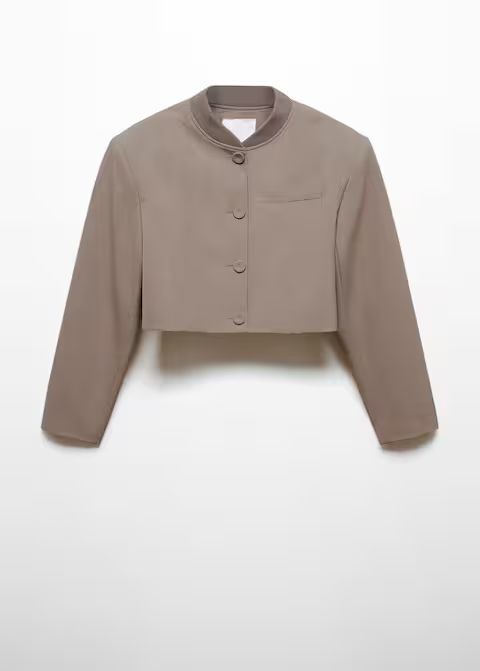 Buttoned cropped jacket -  Women | Mango United Kingdom | MANGO (UK)