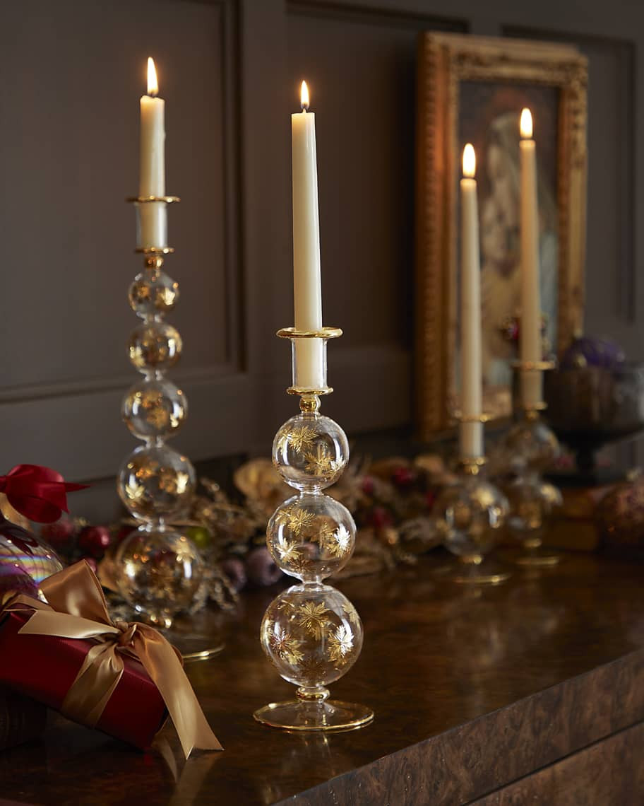 Neiman Marcus Gold Cut Candle Holder, 12" | Neiman Marcus