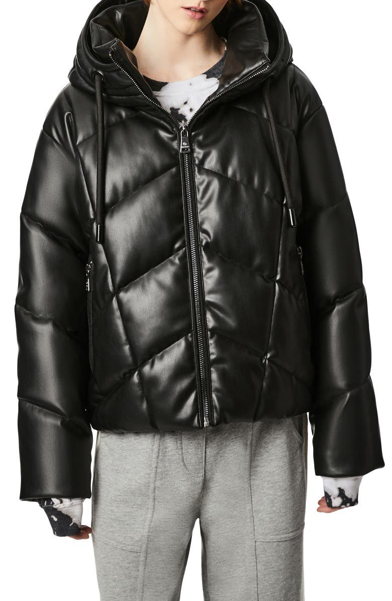 Faux Leather Hooded Puffer Coat | Nordstrom