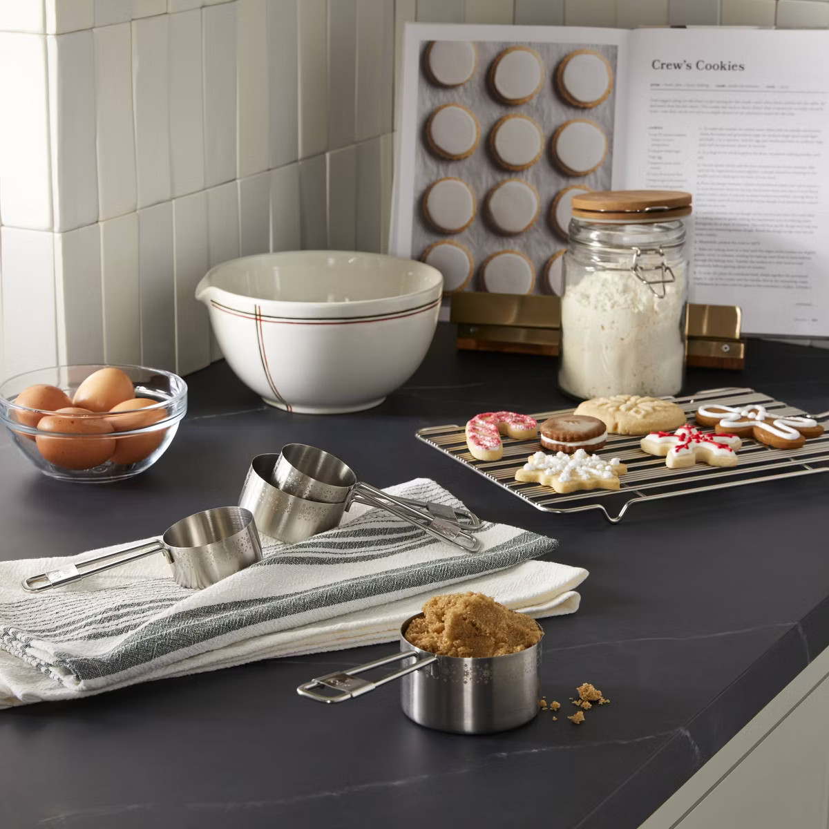 Textured Mix Stripe Flour Sack Kitchen Towel Cream/Green - Hearth & Hand™ with Magnolia | Target