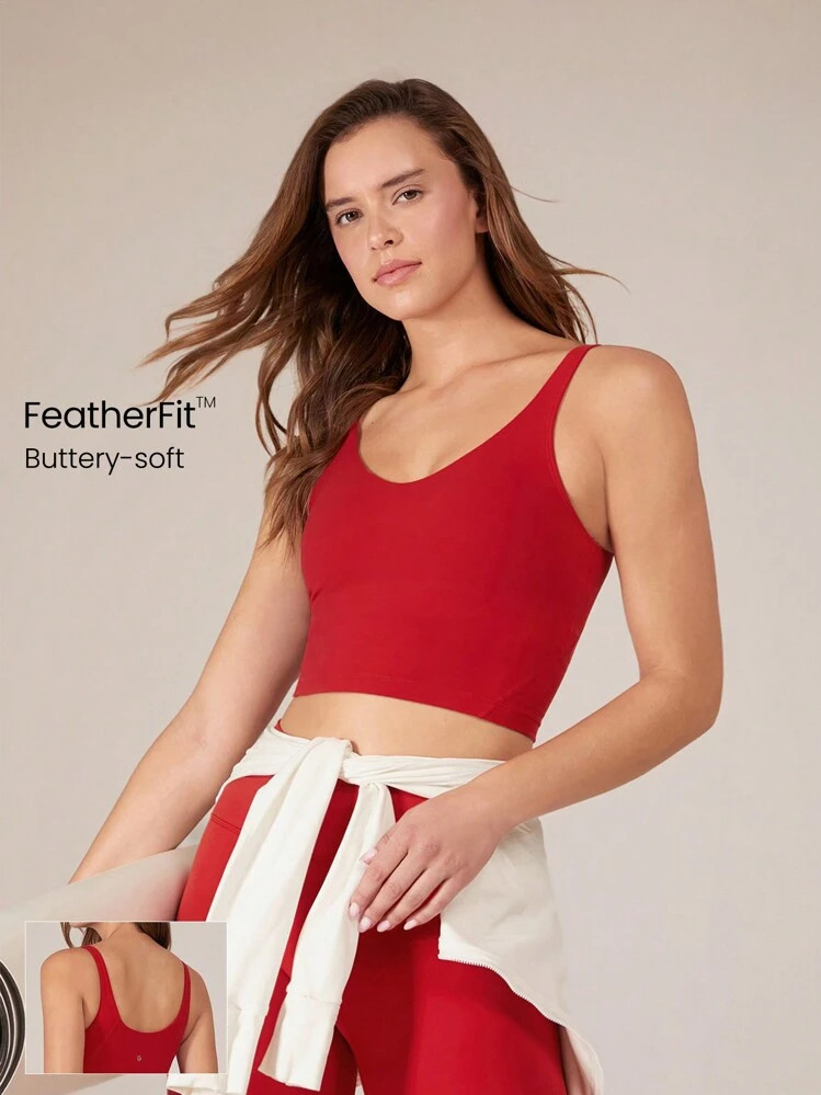 GLOWMODE FeatherFit™ U Back Cropped Red Active Tank Top Low Impact Yoga Daily | SHEIN