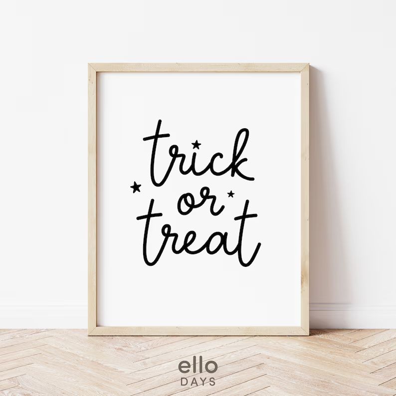 Halloween Trick or Treat Printable Sign Halloween Wall Print Decor Kids Room Playroom Nursery Pos... | Etsy (US)