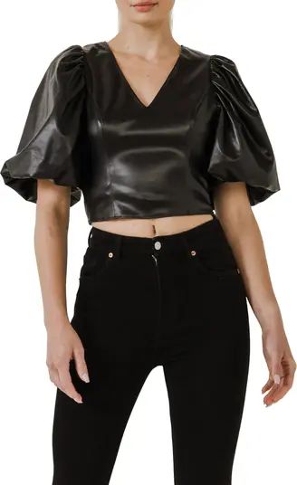 Endless Rose Puff Sleeve Faux Leather Top | Nordstrom | Nordstrom