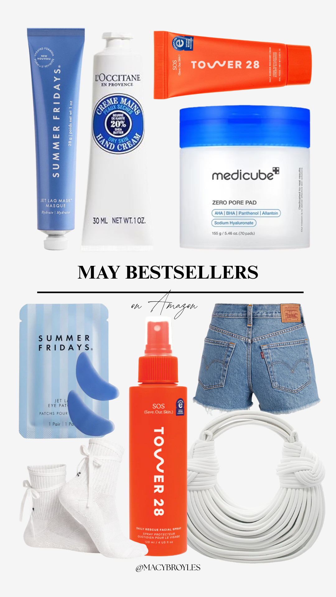 AMAZON'S MAY BESTSELLERRSSSSSS
i love making these every month for y'all  ❤️‍🔥✈️

your favs are some of mine!!! summer friday's, loccitane, tower 28, medicube, levi's + some amazon fashion favs 

 #LTKootd #LTKActive